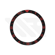 Carica l&#39;immagine nel visualizzatore di Gallery, Dual Time GMT Style Ceramic Flat Bezel Insert for SKX / SRPD - Black-Red
