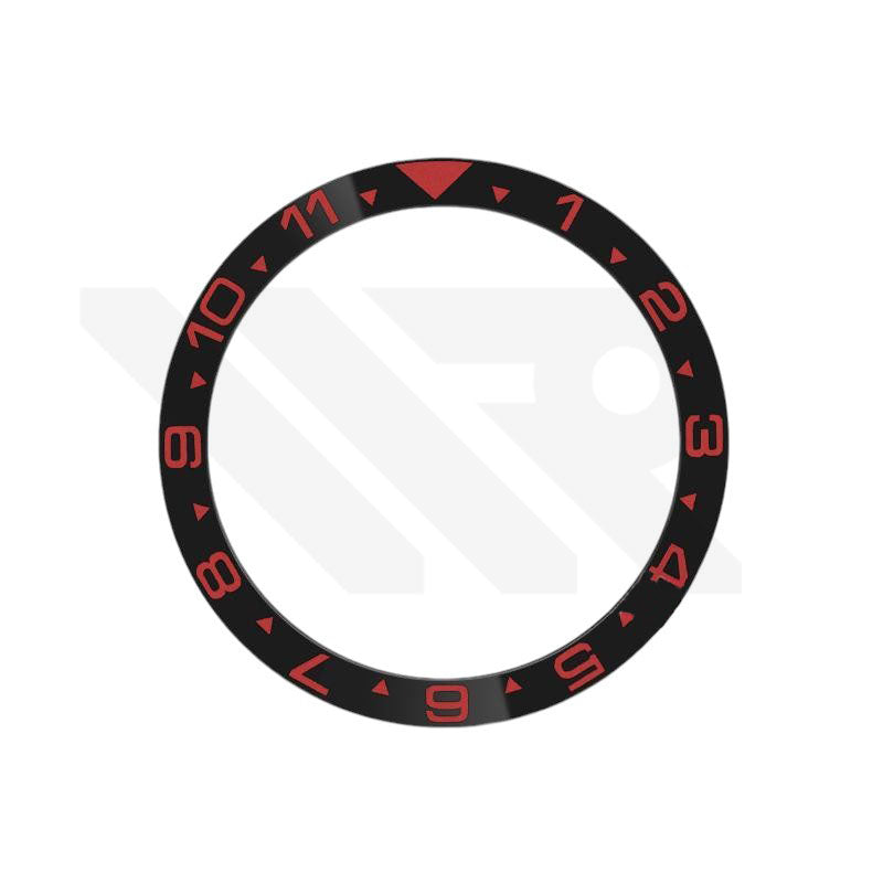 Dual Time Ceramic Flat Bezel Insert for SKX / SRPD - Black / Red