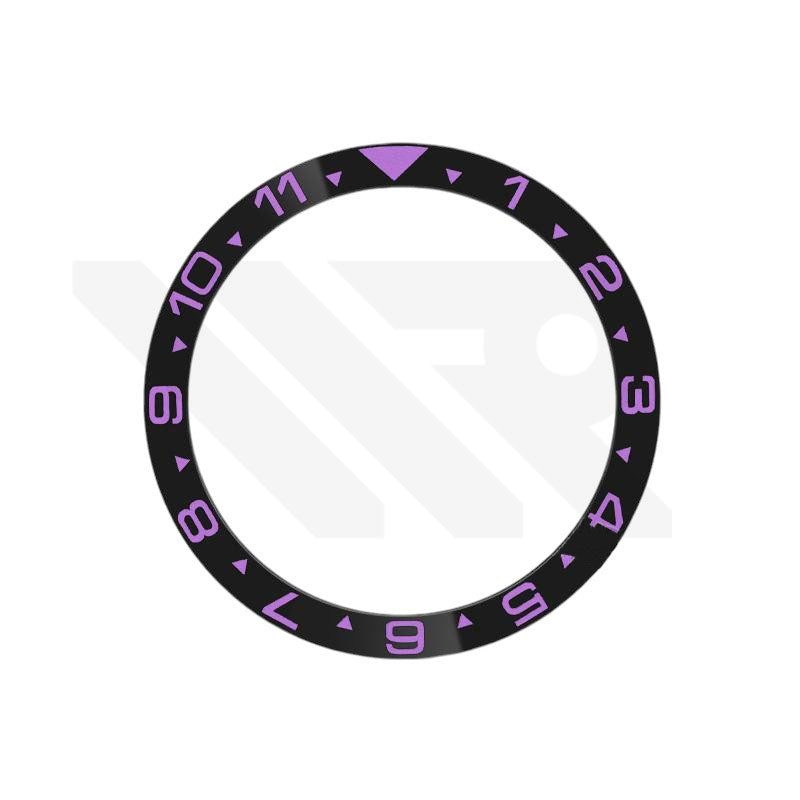 Dual Time Ceramic Flat Bezel Insert for SKX / SRPD - Black / Purple