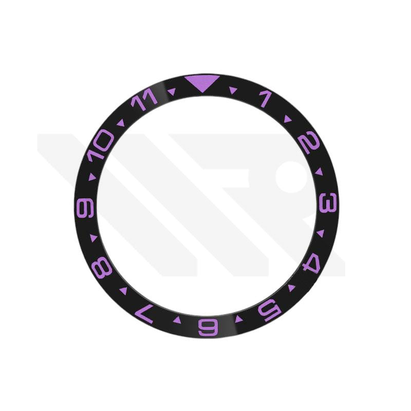 Dual Time GMT Style Ceramic Flat Bezel Insert for SKX / SRPD - Black-Purple