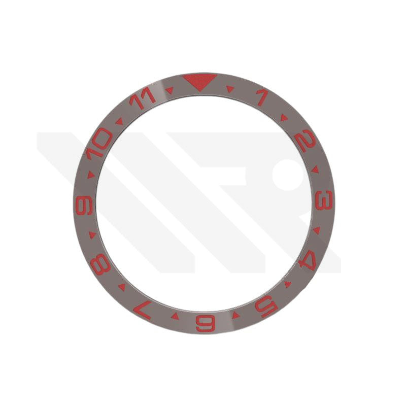Dual Time GMT Style Ceramic Flat Bezel Insert for SKX / SRPD - Gray-Red