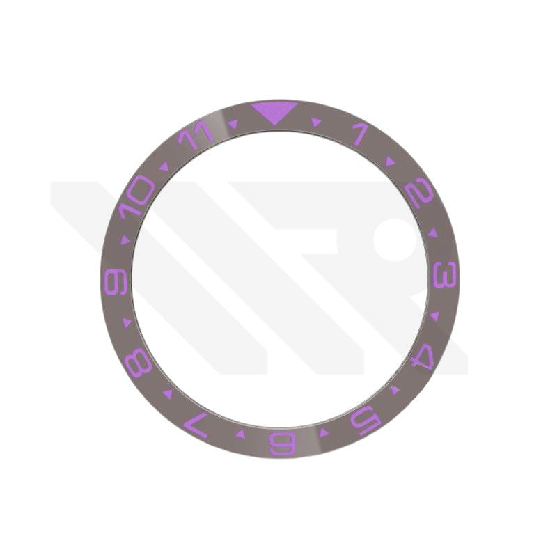 Dual Time GMT Style Ceramic Flat Bezel Insert for SKX / SRPD - Gray-Purple