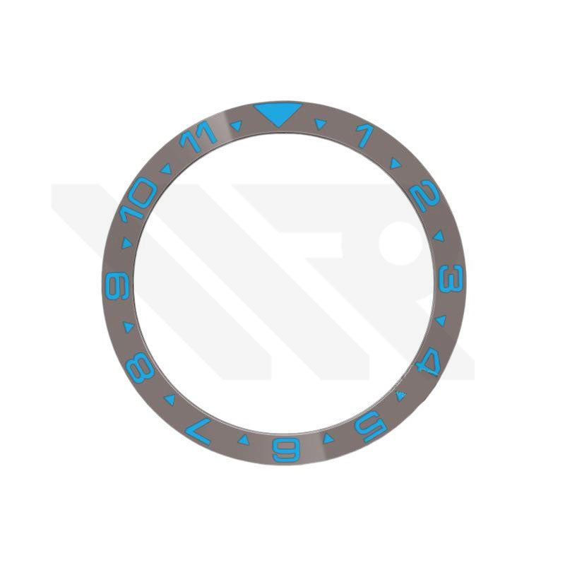 Dual Time GMT Style Ceramic Flat Bezel Insert for SKX / SRPD - Gray-Blue