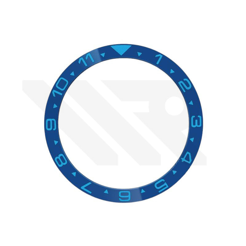 Dual Time GMT Style Ceramic Flat Bezel Insert for SKX / SRPD - Blue-Blue