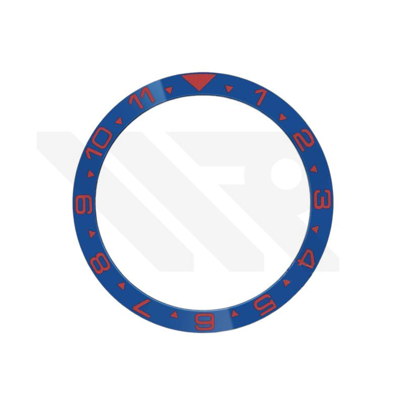 Dual Time GMT Style Ceramic Flat Bezel Insert for SKX / SRPD - Blue-Red
