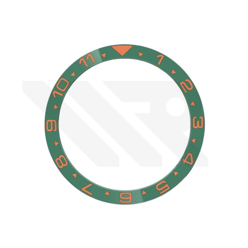 Dual Time GMT Style Ceramic Flat Bezel Insert for SKX / SRPD - Green-Orange