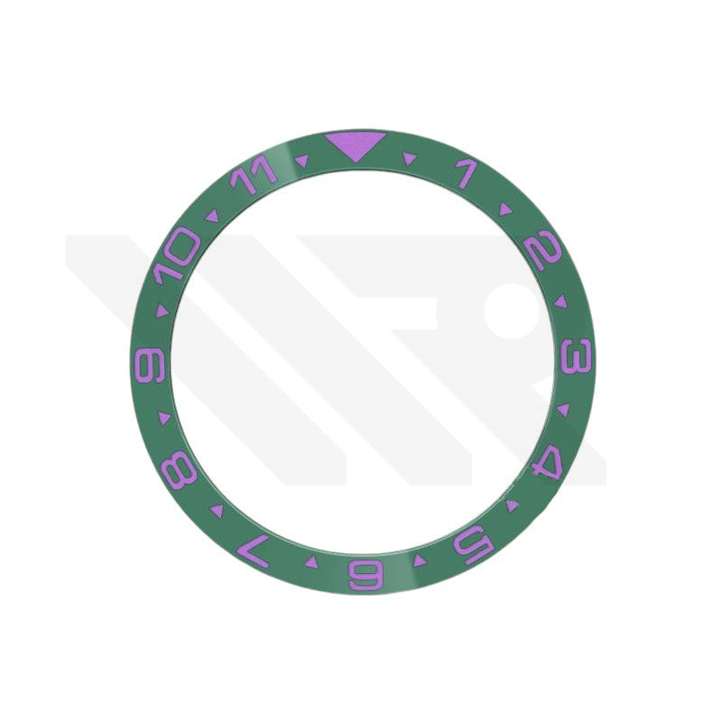 Dual Time Ceramic Flat Bezel Insert for SKX / SRPD - Green / Purple