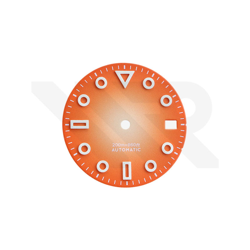3D Shaped Indices Matte Dial for Seiko Mod : Orange with Date Window