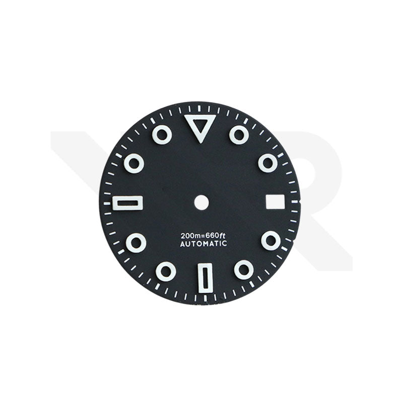 3D Shaped Indices Matte Dial for Seiko Mod : Matte Black with Date Window