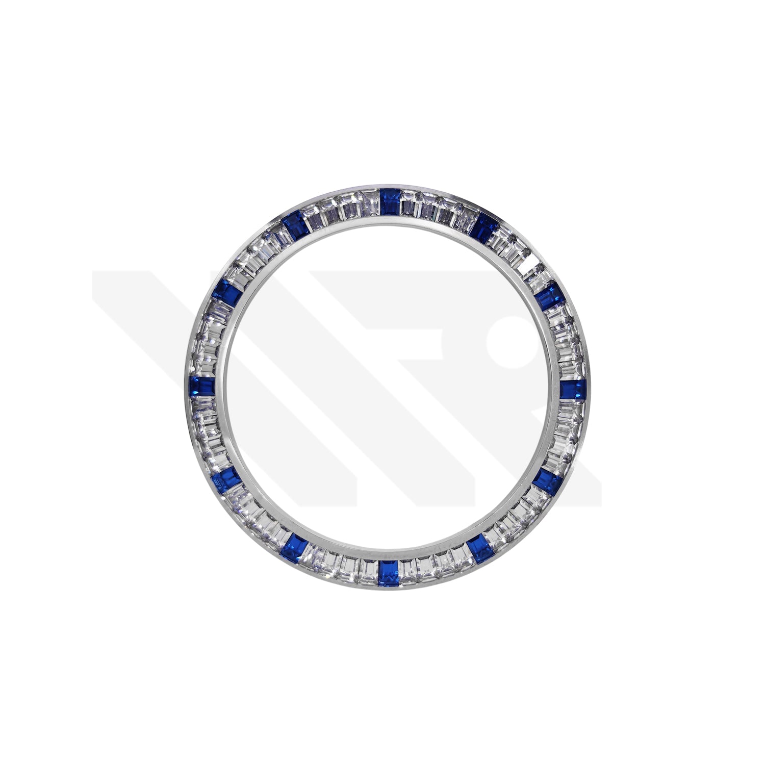 Replacement Cubic Zirconia Bezel Compatible with Rolex Daytona : Silver Bezel with White Blue CZ