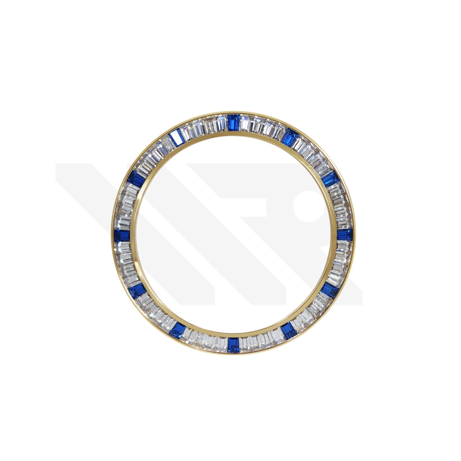 Replacement Cubic Zirconia Bezel Compatible with Rolex Daytona : Gold Bezel with White Blue CZ