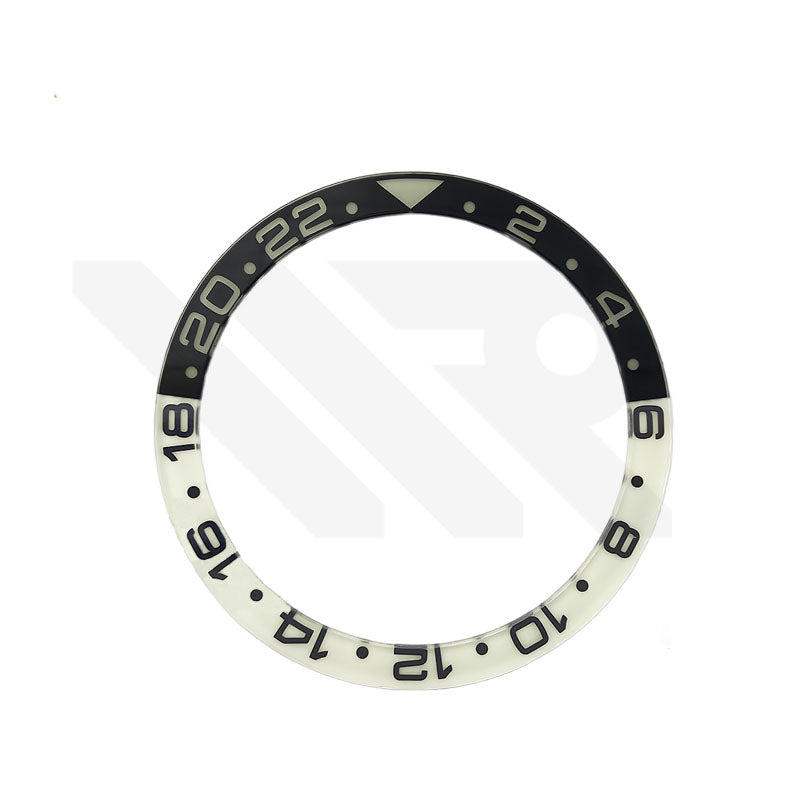 GMT 24 Sapphire Full Lume Flat Bezel Insert for SKX/SRPD - Black/White