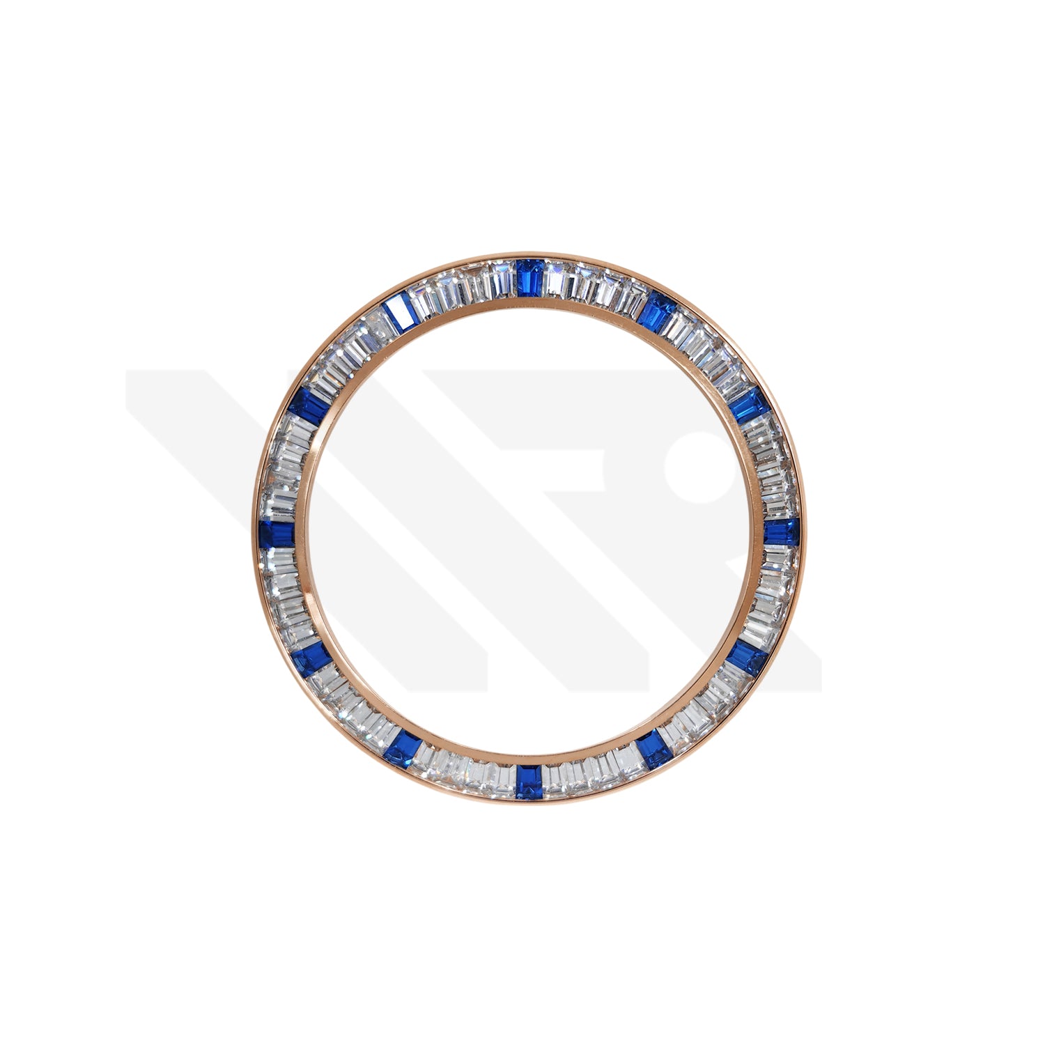Replacement Cubic Zirconia Bezel Compatible with Rolex Daytona : Rose Gold Bezel with White Blue CZ