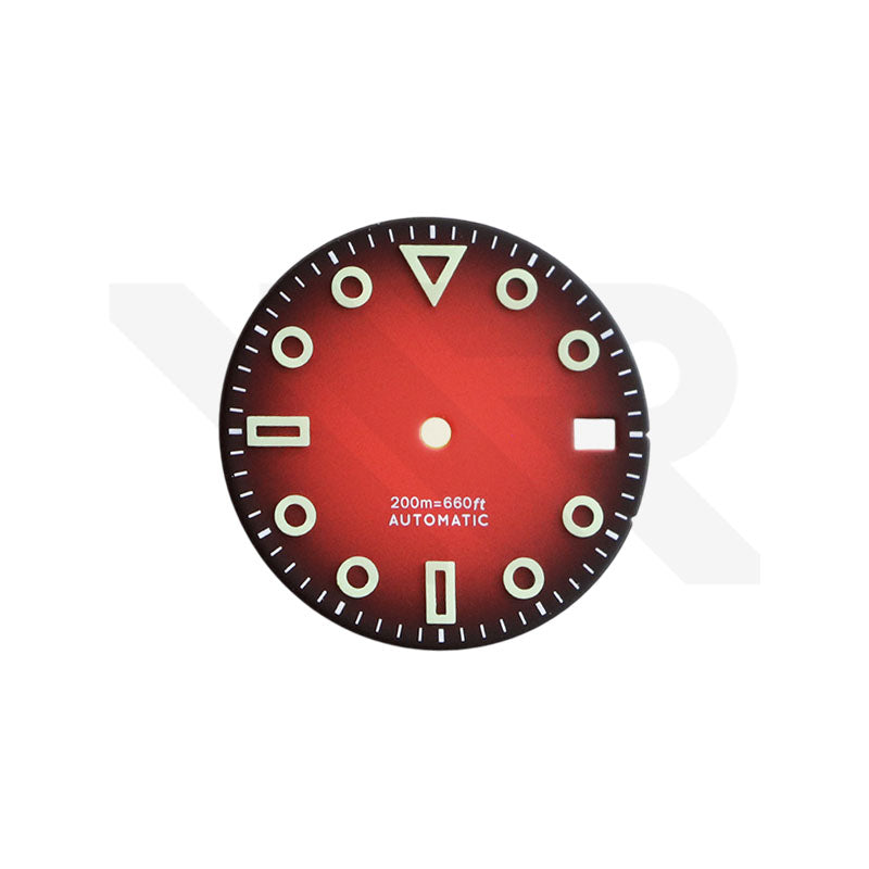 3D Shaped Indices Matte Dial for Seiko Mod : Red with Date Window