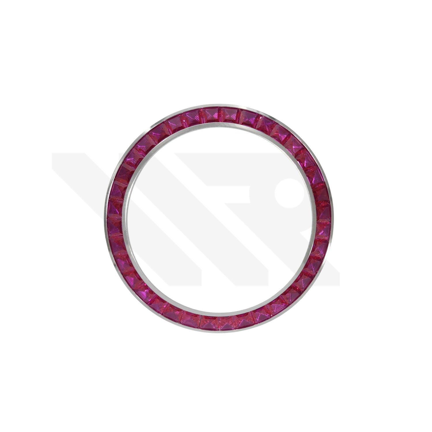 Replacement Cubic Zirconia Bezel Compatible with Rolex Daytona : Silver Bezel with Red CZ