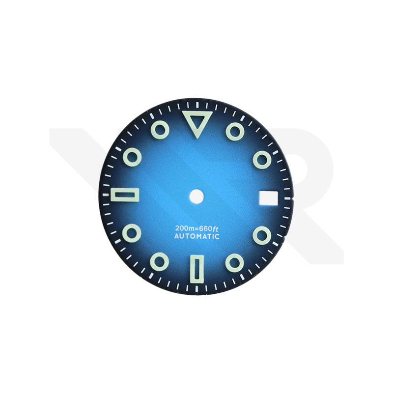 3D Shaped Indices Matte Dial for Seiko Mod : Blue with Date Window