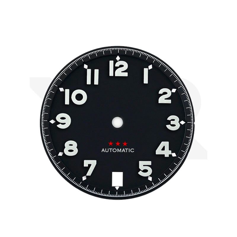 Matte Pilot Dial with Numeral Indices for Seiko Mod: Matte Black with White Star