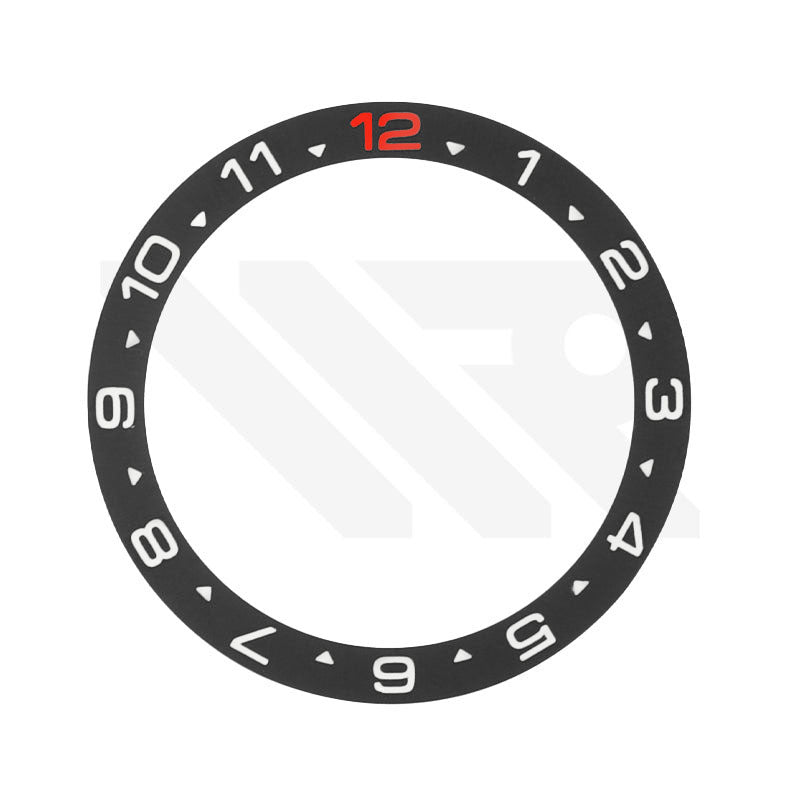 Flat Base Dual-Time Stainless Steel Sloped Bezel Insert For SKX / SRPD: Black-Red 12