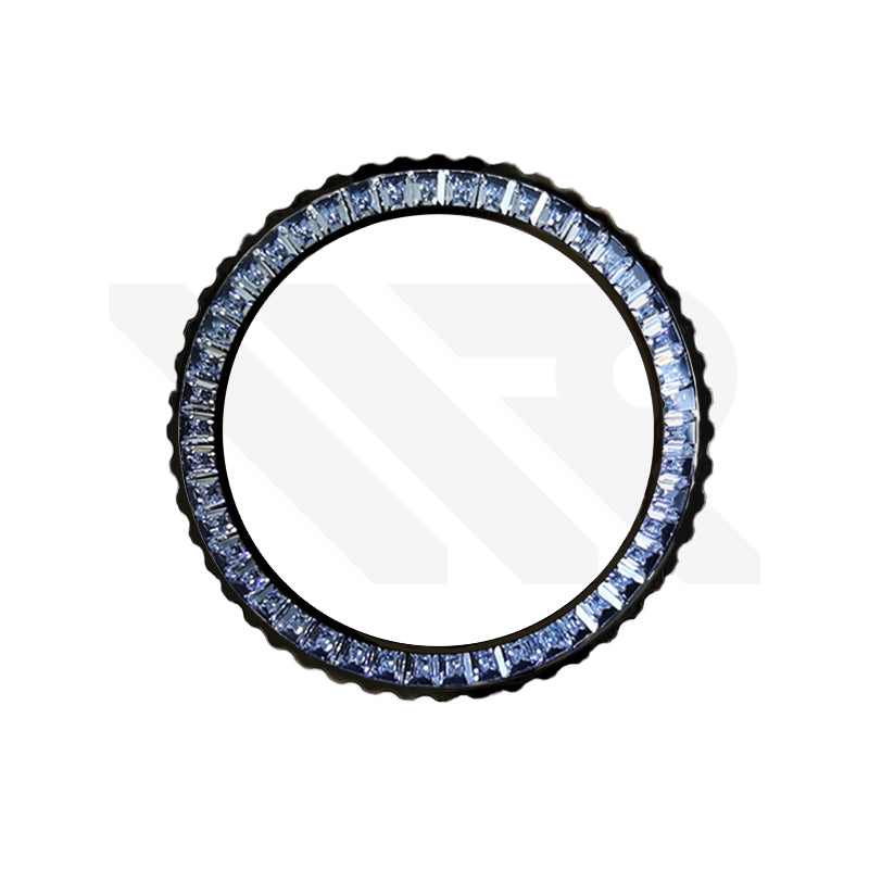 White Cubic Zirconia Bezel for SKX / SRPD: Black