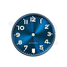 Charger l&#39;image dans la galerie, Sunburst Pilot Dial with Numeral Indices for Seiko Mod: Sunburst Blue with Red Star
