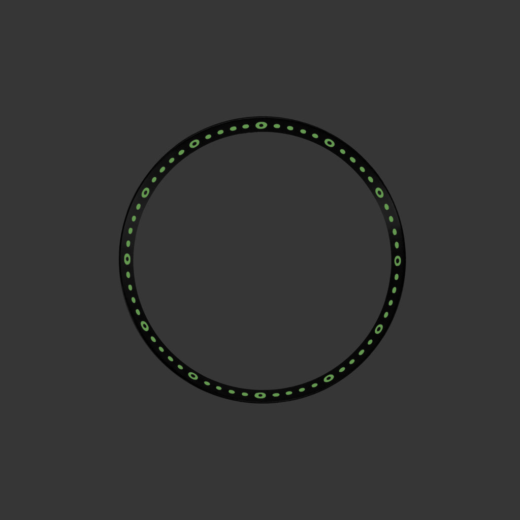 SKX / SRPD Chapter Ring: Brushed Black Stainless Steel with Luminous Markers
