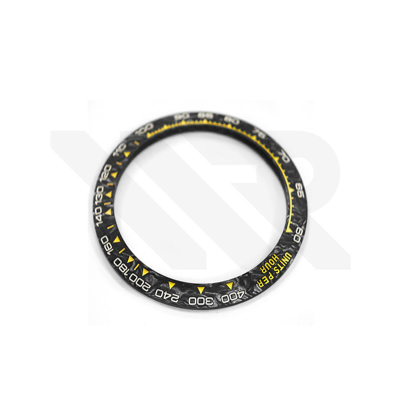 Replacement Carbon Fiber Bezel Compatible with Rolex Daytona 116520 : Yellow White Scale