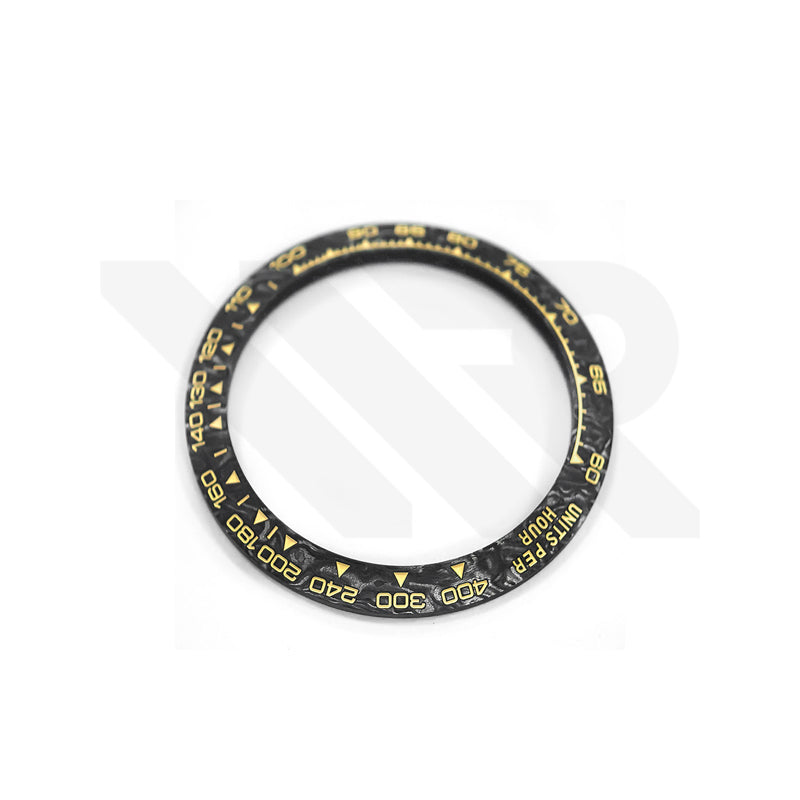 Replacement Carbon Fiber Bezel Compatible with Rolex Daytona 116520 : Yellow Meter