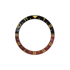 Dual Time Ceramic Sloped Bezel Insert for SKX/SRPD - Black/Brown (Gold Numbers)