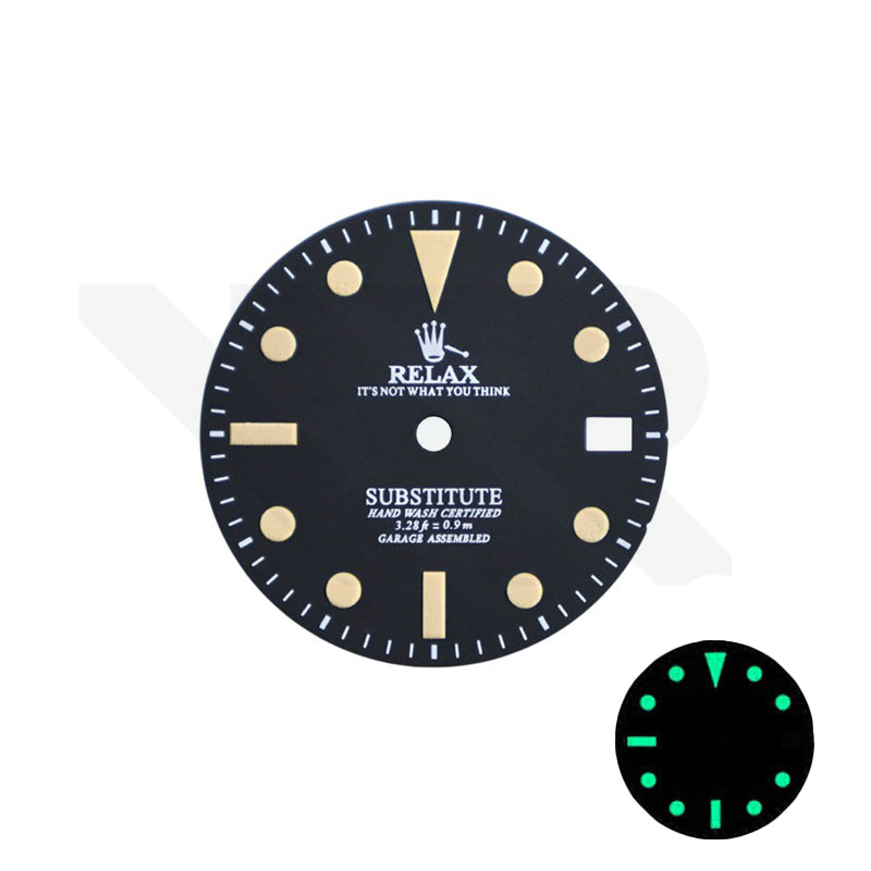 Retro Style Relax Dial for Seiko Mod: Matte Black With Date
