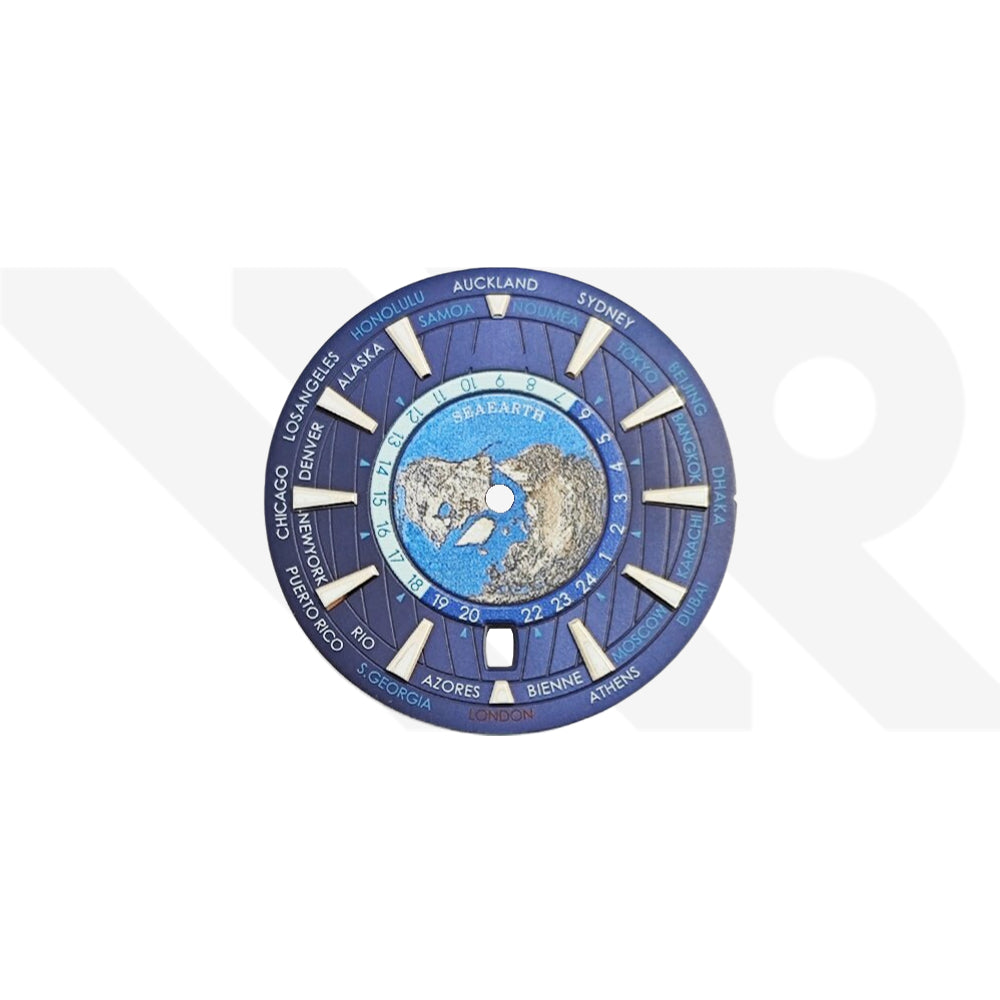 World Timer Dial for Seiko Mod: Blue