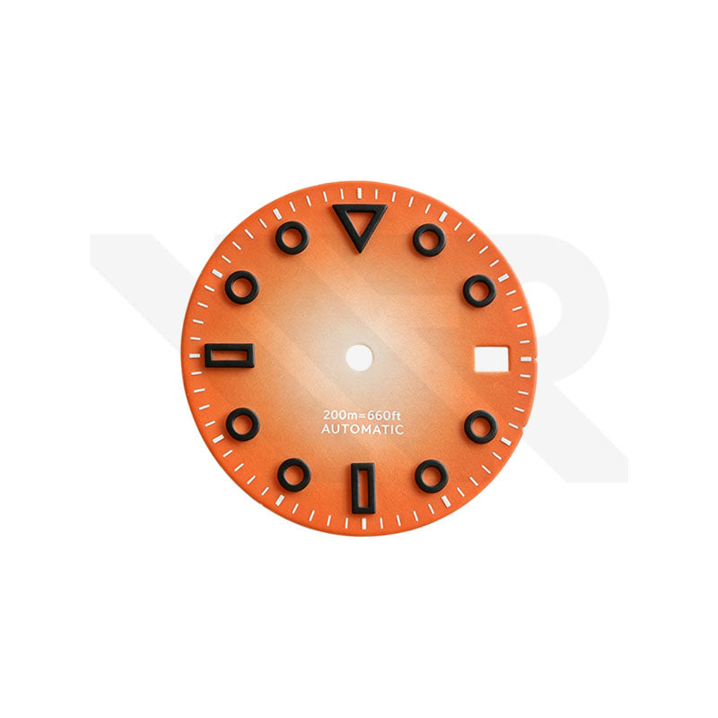 3D Shaped Indices Matte Dial for Seiko Mod : Orange with Date Window
