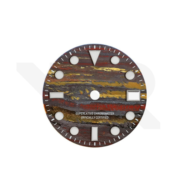 Tiger Iron Stone Dial for Seiko Mod: GMT Style Indices