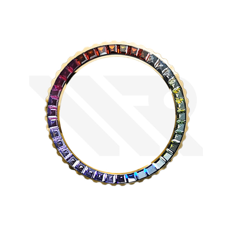 Rainbow Cubic Zirconia Bezel for SKX / SRPD: Gold