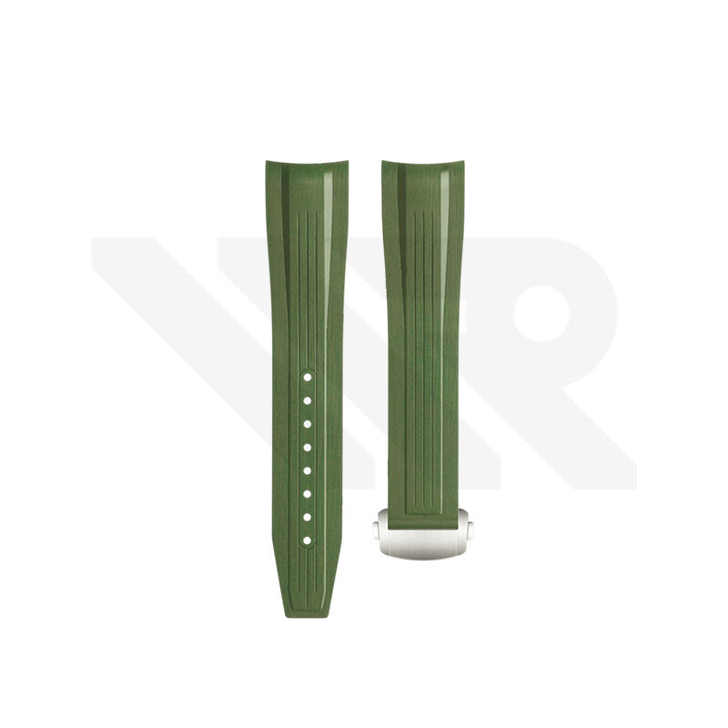 Replacement FKM Diver Strap Compatible with Longines HydroConquest GMT L3.890.4 : Green