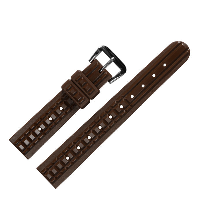 Chocolate Bar Rubber Diver Strap for Seiko Divers - Brown