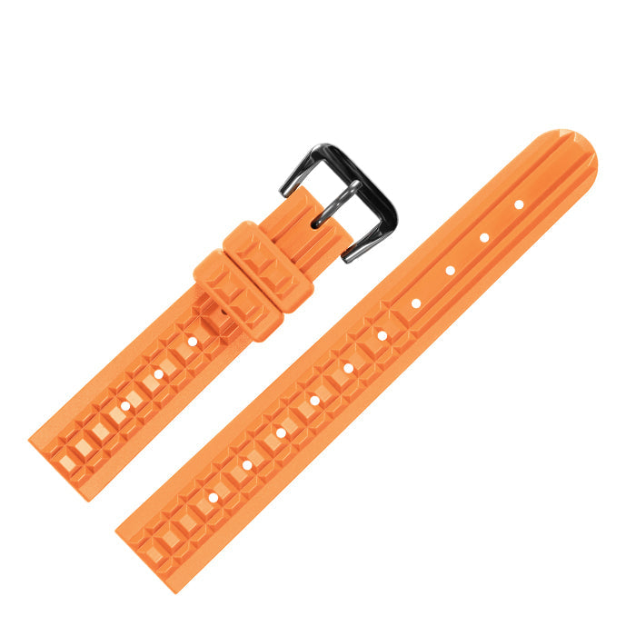 Chocolate Bar Rubber Diver Strap for Seiko Divers - Orange