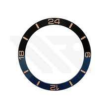 Load image into Gallery viewer, Bi-Color Ceramic Sloped Bezel Inserts for SKX/SRPD - Black Navy / Rose Gold
