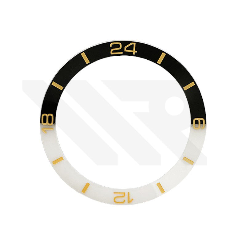 Bi-Color Ceramic Sloped Bezel Inserts for SKX/SRPD - White Black / Gold