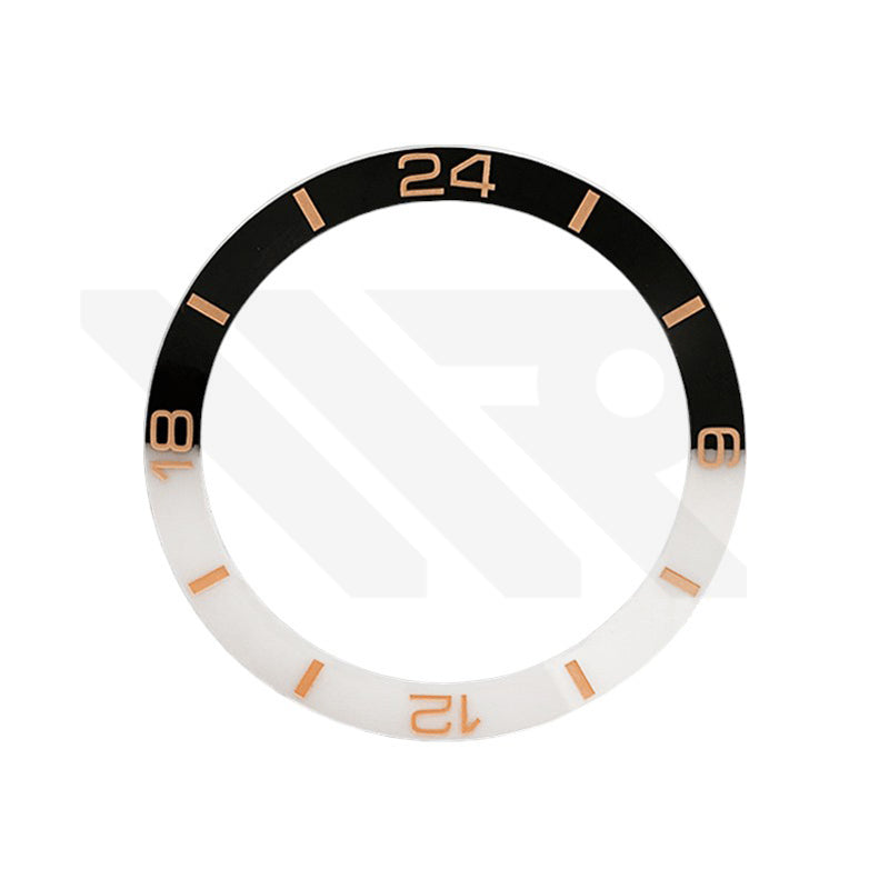 Bi-Color Ceramic Sloped Bezel Inserts for SKX/SRPD - White Black / Rose Gold