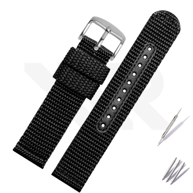 Nylon Strap for Prospex Series - Black with Silver Buckle (Thick)