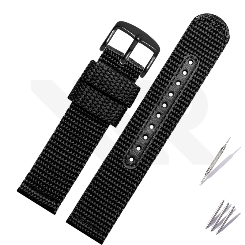 Nylon Strap for Prospex Series - Black with Silver Buckle (Thick)