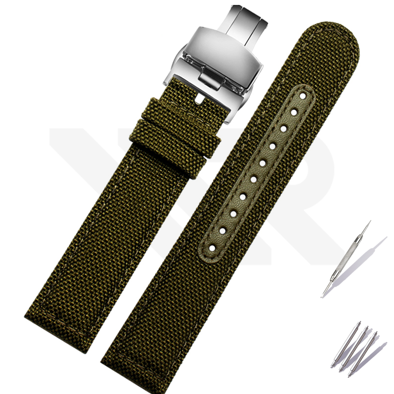 Nylon Strap for Prospex Series - Olive with Silver Butterfly Clasp (Slim)