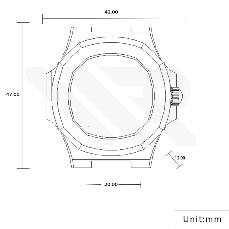 Nautilus Brushed Case Set for Seiko Mod: Silver