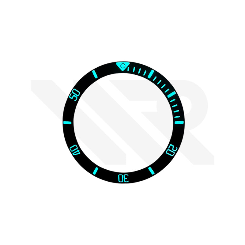 Luminous Pelagos Style Ceramic Sloped Bezel Insert for Seiko SKX007 Mod - 1/4 Scale Black