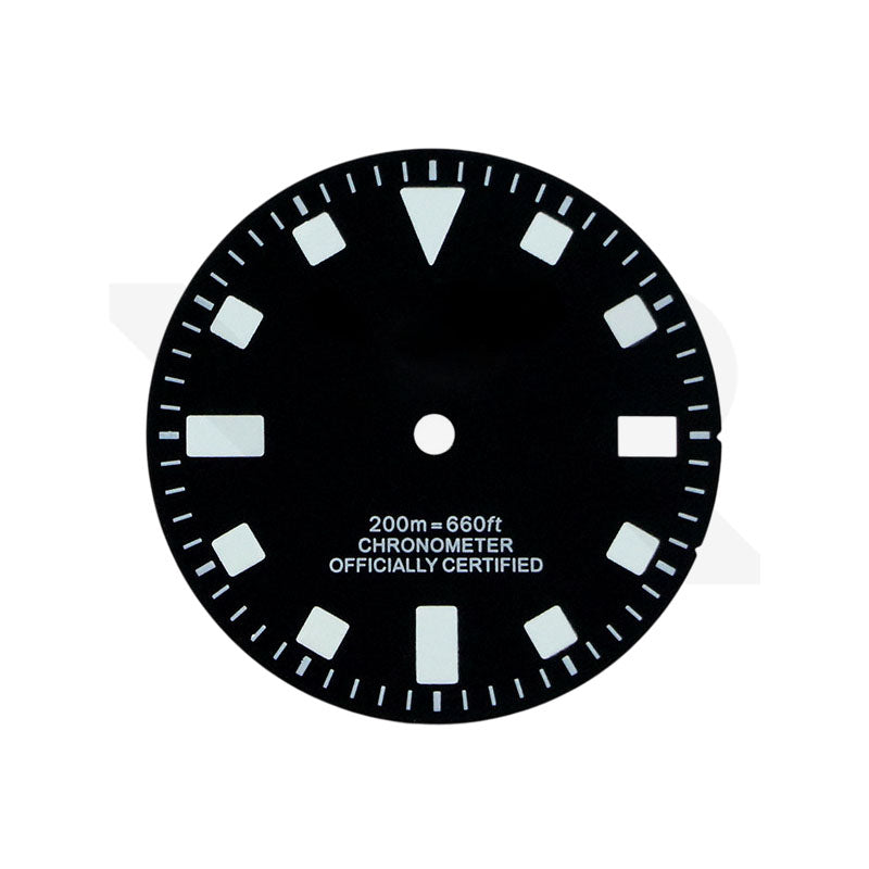 Zifferblatt aus Kohlefaser für Seiko Mod - Silberne arabische Indizes