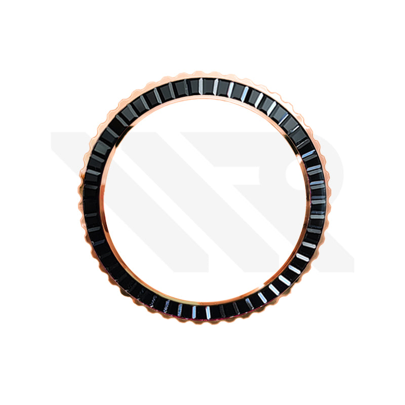 Black Cubic Zirconia Bezel for SKX / SRPD: Rose Gold