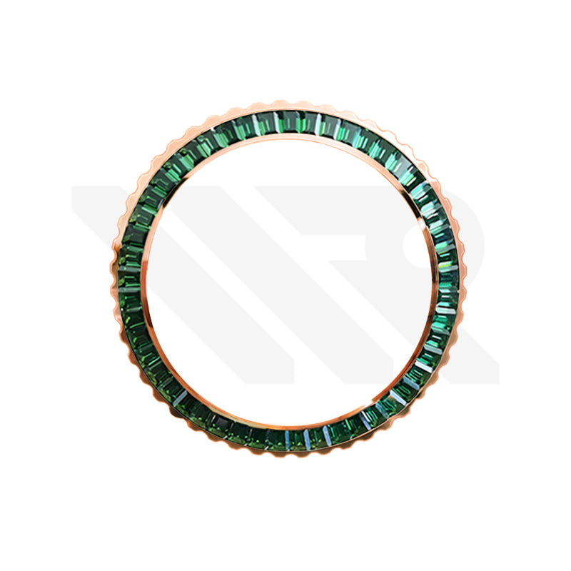 Emerald Cubic Zirconia Bezel for SKX / SRPD: Rose Gold
