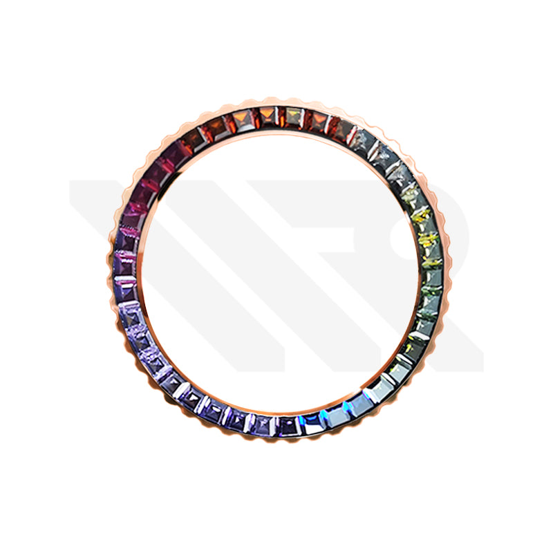Rainbow Cubic Zirconia Bezel for SKX / SRPD: Rose Gold