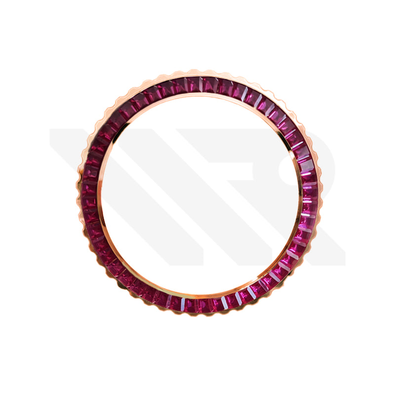 Ruby Cubic Zirconia Bezel for SKX / SRPD: Rose Gold