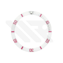 Carica l&#39;immagine nel visualizzatore di Gallery, SUB Ceramic Sloped Bezel Insert for SKX/SRPD: Matte White/Pink

